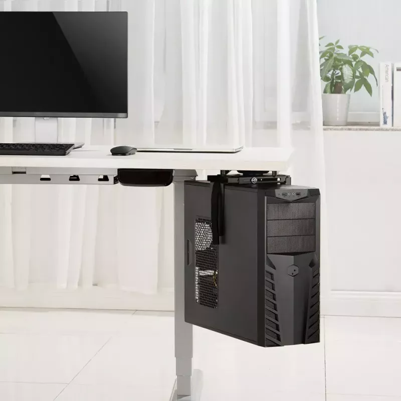 Onderdesk computerhouder MACLEAN MC-885, verstelbaar, handmatige hoogteverstelling, voor maximaal 10 kg, zwart