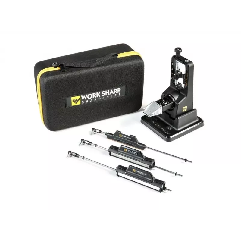 Durchzieh-messenslijper Work Sharp Precision Adjust Elite 09DX066 — verstelbare hoek, diamantstenen, lederafwerking, nylon etui
