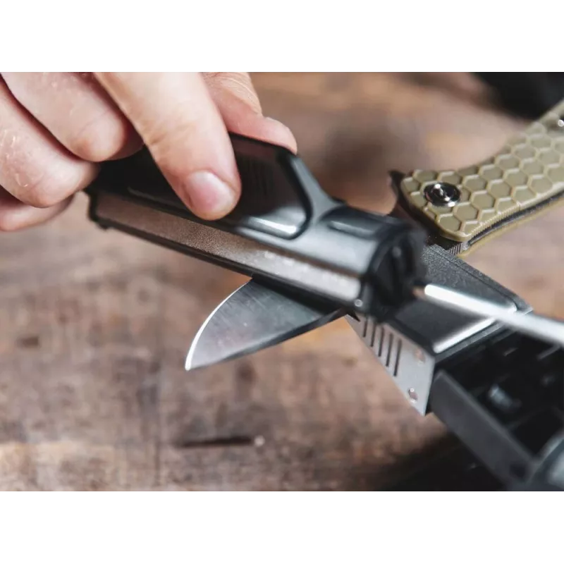 Durchzieh-messenslijper Work Sharp Precision Adjust Elite 09DX066 — verstelbare hoek, diamantstenen, lederafwerking, nylon etui