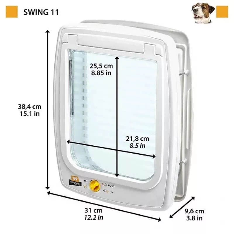 FERPLAST Swing 11 grijs – honden- en kattendeur – 31 x 9,6 x 38,4 cm