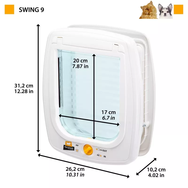 FERPLAST Swing 9 - deur voor middelgrote honden en grote katten, wit