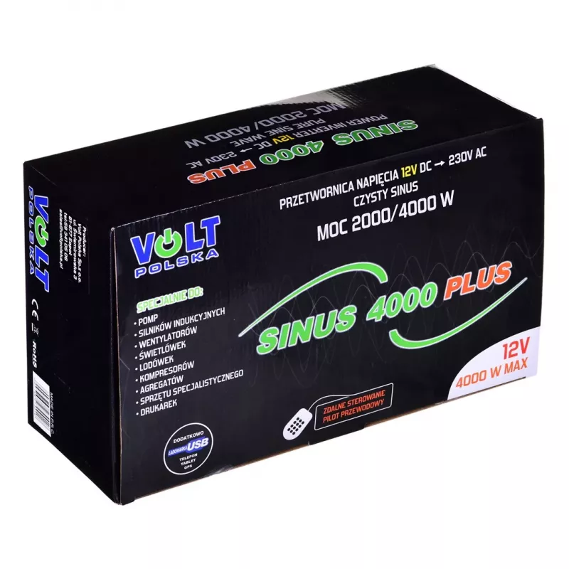 Volt Polska Sinus Plus 4000 12/230 V Zuivere sinus-omvormer, 2000 W continu / 4000 W piek