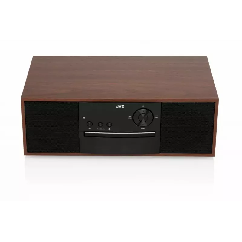 Mini-toren muzieksysteem JVC RD-E761, 2x8 W RMS, Bluetooth 4.2, USB, CD, FM, houten behuizing, zwart