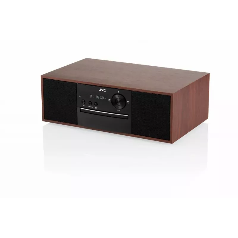 Mini-toren muzieksysteem JVC RD-E761, 2x8 W RMS, Bluetooth 4.2, USB, CD, FM, houten behuizing, zwart