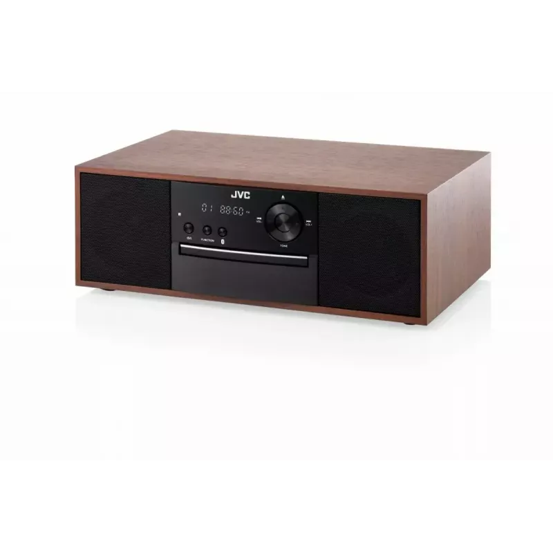 Mini-toren muzieksysteem JVC RD-E761, 2x8 W RMS, Bluetooth 4.2, USB, CD, FM, houten behuizing, zwart