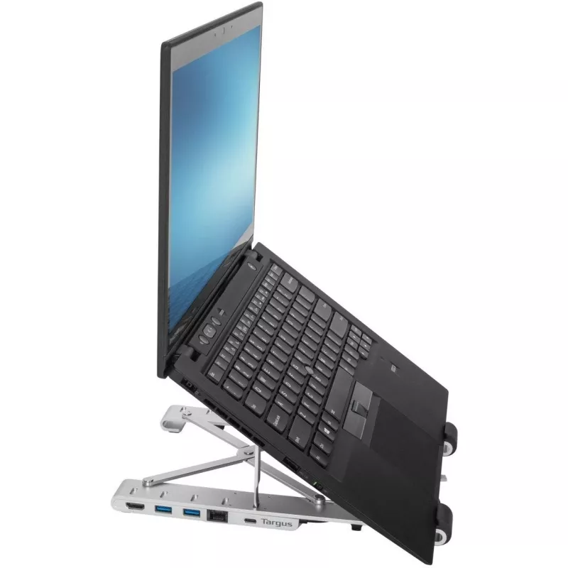 Draagbare standaard met geïntegreerd dock dockingstation + notebook-houder USB-C 3.2 Gen 1 Thunderbolt 3