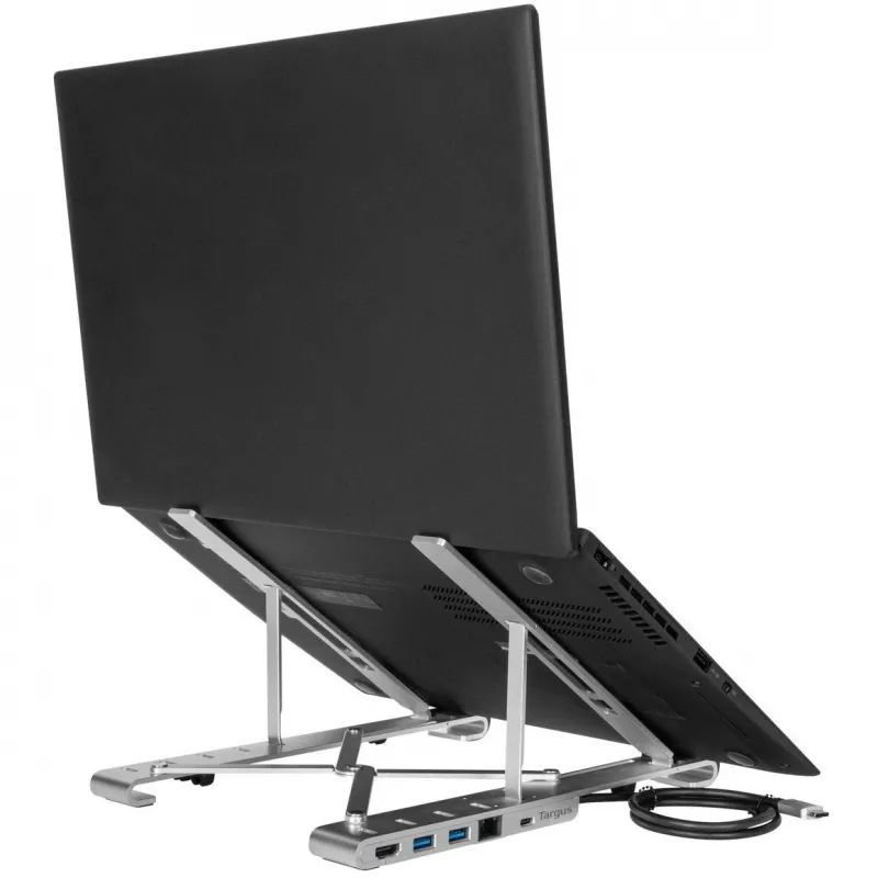Draagbare standaard met geïntegreerd dock dockingstation + notebook-houder USB-C 3.2 Gen 1 Thunderbolt 3
