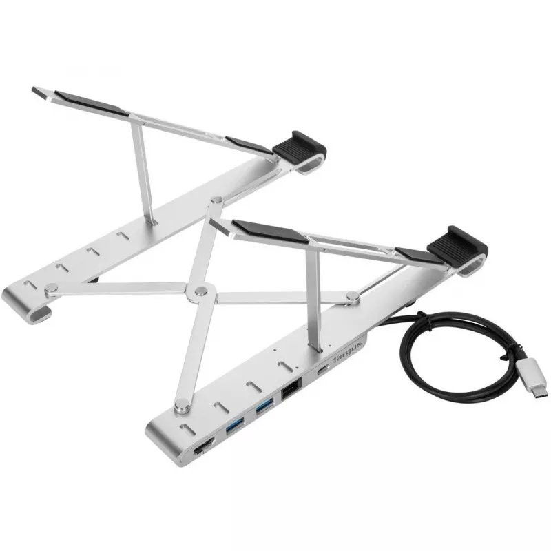 Draagbare standaard met geïntegreerd dock dockingstation + notebook-houder USB-C 3.2 Gen 1 Thunderbolt 3