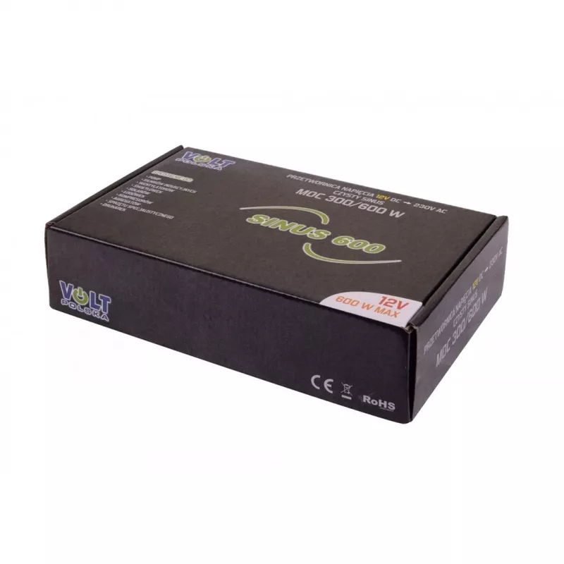 Spanningsomvormer Volt SINUS-600 12V naar 230V 300W continu vermogen 600W piekvermogen