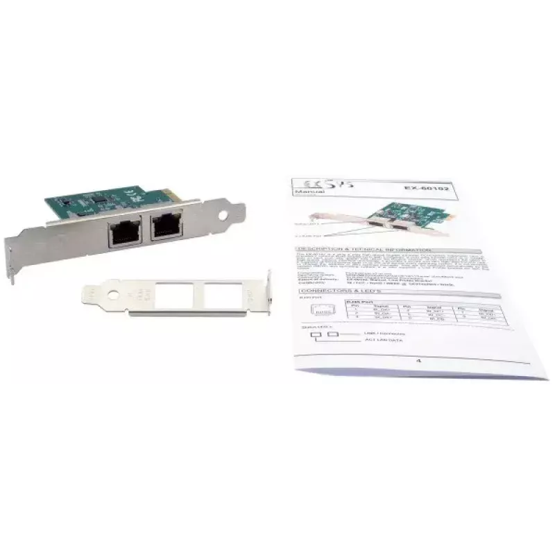 Interne Ethernetkaart EXSYS EX-60102 1000 Mbit/s PCI Express bedraad