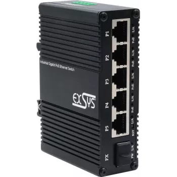 Switch Exsys EX-62030MPOE-SFP — Mini Gigabit 5+1 PoE+ web-managed switch met 5 Gigabit + 1 SFP