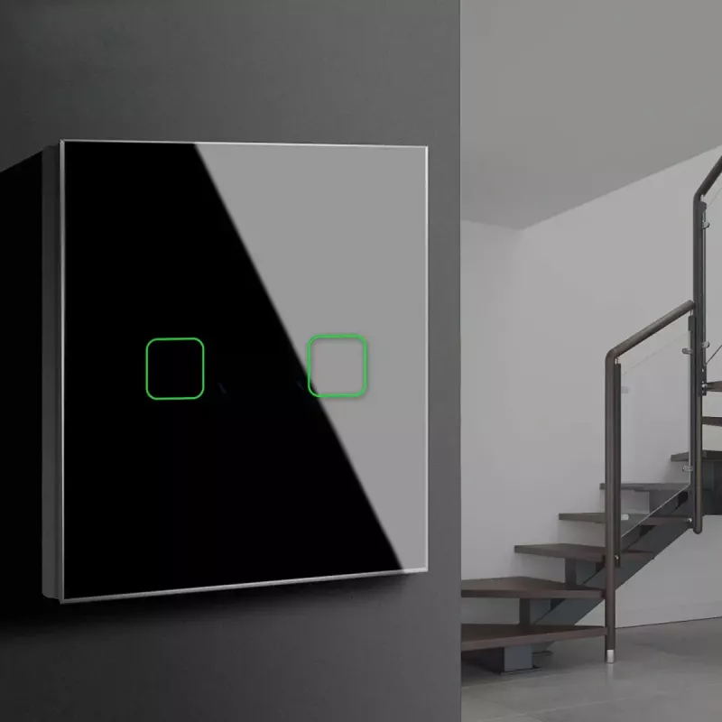 Maclean MCE712B Touch-lichtschakelaar, dubbel (wissel/kruis), zwart