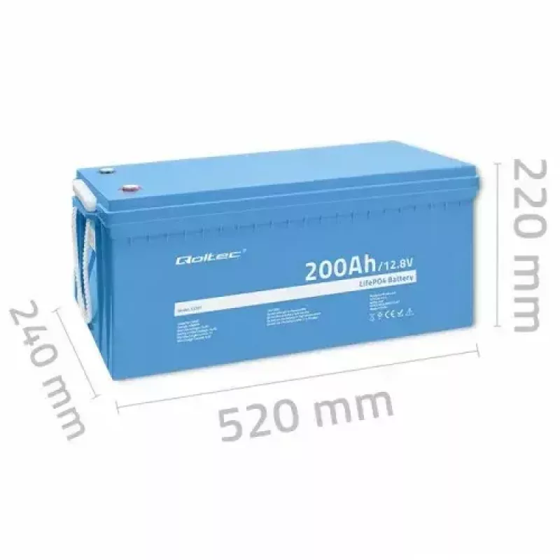 Qoltec 53707 Voertuigaccu Lithium-ijzerfosfaat 200 Ah 12,8 V