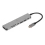 Docking-hub IBOX IUH3SL4K USB Type-C 5 Gbit/s, HDMI 4K@30Hz, PD tot 100 W, 2x USB-A, 2x USB-C, kaartlezer, Zilver