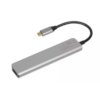 Docking-hub IBOX IUH3SL4K USB Type-C 5 Gbit/s, HDMI 4K@30Hz, PD tot 100 W, 2x USB-A, 2x USB-C, kaartlezer, Zilver