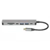 Docking-hub IBOX IUH3SL4K USB Type-C 5 Gbit/s, HDMI 4K@30Hz, PD tot 100 W, 2x USB-A, 2x USB-C, kaartlezer, Zilver