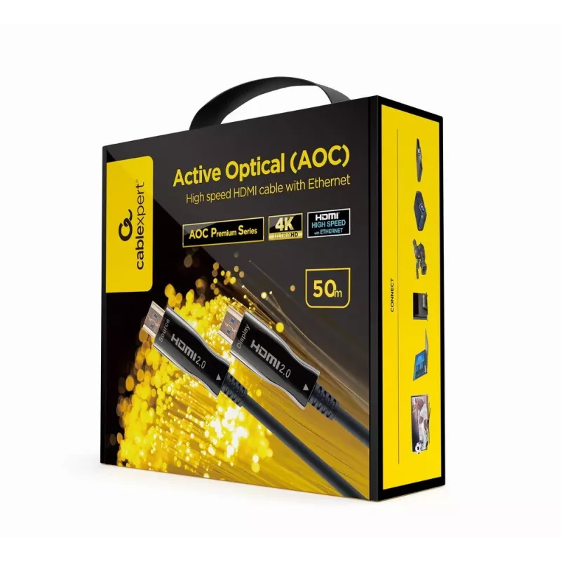 HDMI-kabel Gembird CCBP-HDMI-AOC-50M-02 50 m, HDMI type A, HDMI 2.0, 18 Gbit/s, zwart