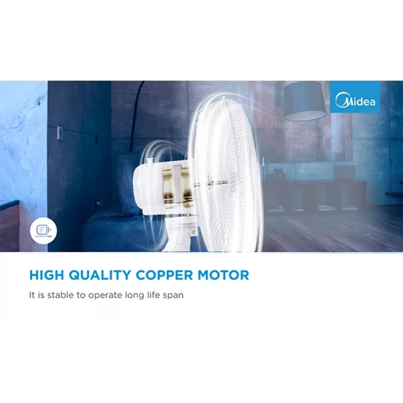 Tafelventilator Midea FT40-21M — 40 cm diameter, 3 snelheden, oscillatie, 25 W, Wit