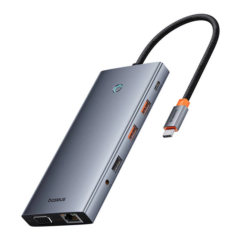 Hub 13in1 Baseus PortalJoy USB-C naar HDMI+DP+VGA+C+USB+PD+RJ45+SD/TF+3,5mm (grijs)