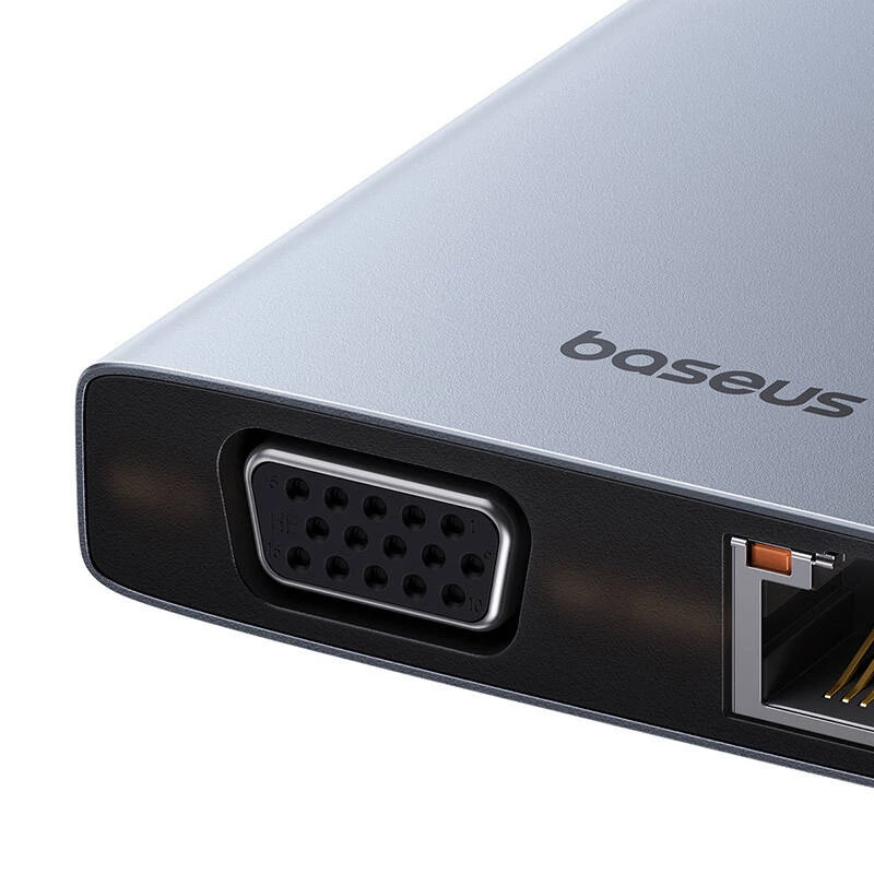 Hub 13in1 Baseus PortalJoy USB-C naar HDMI+DP+VGA+C+USB+PD+RJ45+SD/TF+3,5mm (grijs)