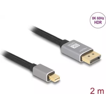 DeLOCK Mini DisplayPort naar DisplayPort-kabel 8K 60 Hz 2 m grijs metaal