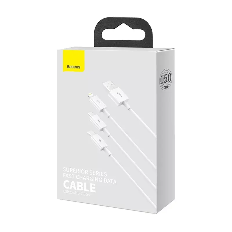 USB-kabel Baseus Superior USB 2.0 1,5 m USB A USB C/Micro USB A/Lightning wit
