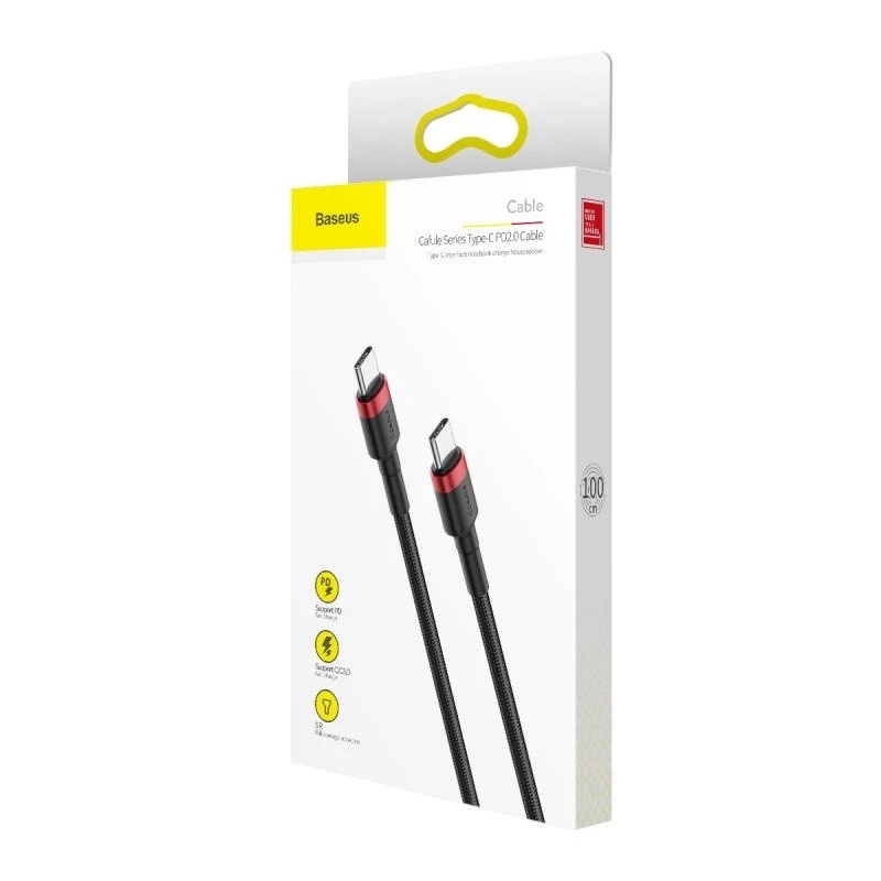 USB-kabel Baseus Cafule 2m USB-C zwart rood