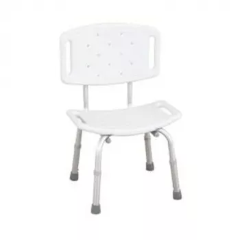 Douchekruk REHA FUND WILSON RF-820 met uitgesneden rugleuning, U-vormige PVC-zitting, in hoogte verstelbaar 75–85 cm, belastbaar tot 110 kg, wit