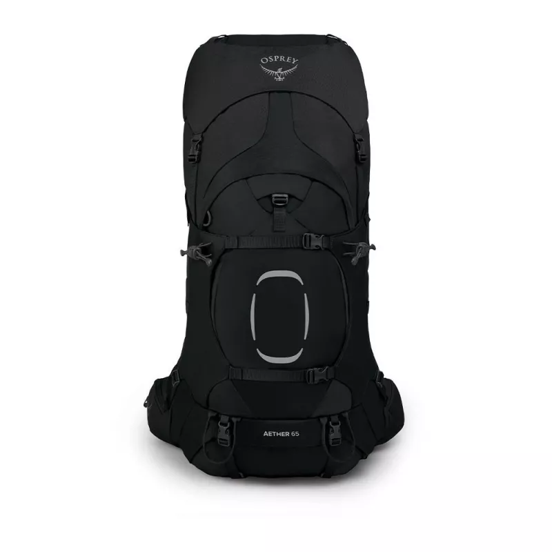Rugzak Osprey Aether 65 — 65 L, nylon, zwart, 2,2 kg, 40 cm breedte, heren