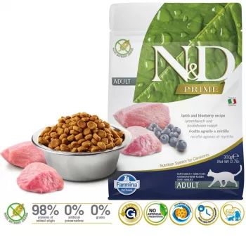 FARMINA N&D Prime Cat Lamb and Blueberry Adult - Droogvoer voor katten - 300 g