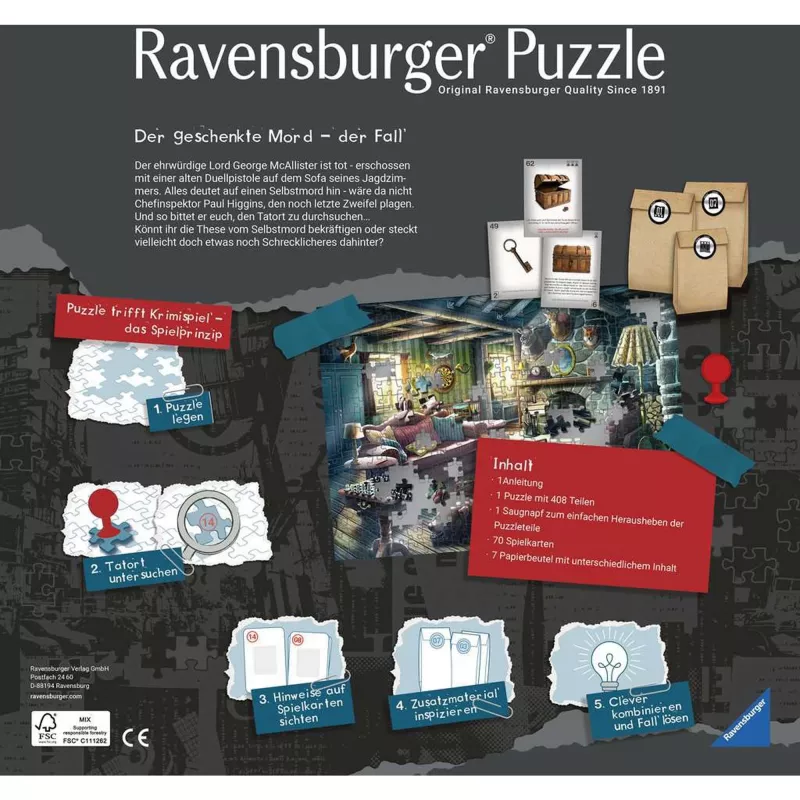 Puzzel Ravensburger Gifted Murder 264 stukjes – puzzel van 264 stukjes, standaardsnede, jongeren & volwassenen