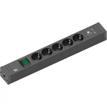 Stroomverlengsnoer Bachmann 420.0021 2m 5 AC stopcontacten binnen zwart