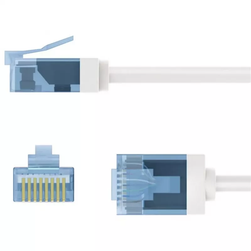 Goobay ultra-flexibele CAT 6A patchkabel slank U/UTP wit - extreem korte stekker (74286)