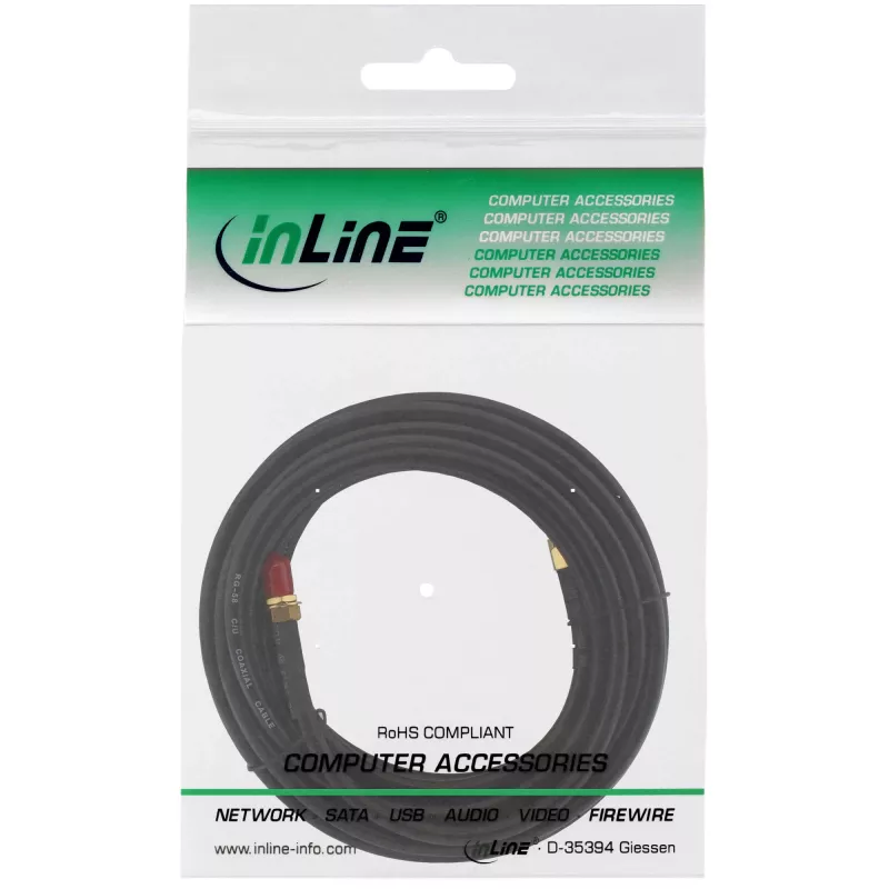Netwerkkabel InLine WIFI-kabel R-SMA-stekker R-SMA-bus 10 m