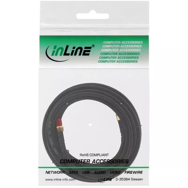 Netwerkkabel InLine WIFI-kabel R-SMA-stekker R-SMA-bus 10 m