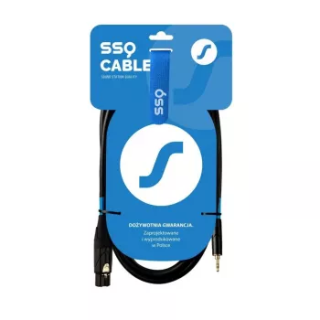 XLR (3-pin) bus naar 3,5 mm TRS stereo-jackstekker kabel SSQ XLRMi0.5 0,5 m, symmetrisch, 85Ω ±5Ω, 2×0,23 mm², zwart