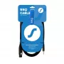 XLR (3-pin) bus naar 3,5 mm TRS stereo-jackstekker kabel SSQ XLRMi0.5 0,5 m, symmetrisch, 85Ω ±5Ω, 2×0,23 mm², zwart