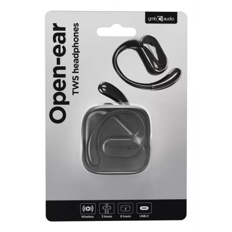 Bedrade hoofdtelefoon GEMBIRD OWS-01-BK met verstelbare hoofdband en ingebouwde microfoon