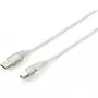 Equip - USB-kabel - USB (M) naar USB Type-B (M) - USB2.0 - 5,0m - transparant zilver (128652)