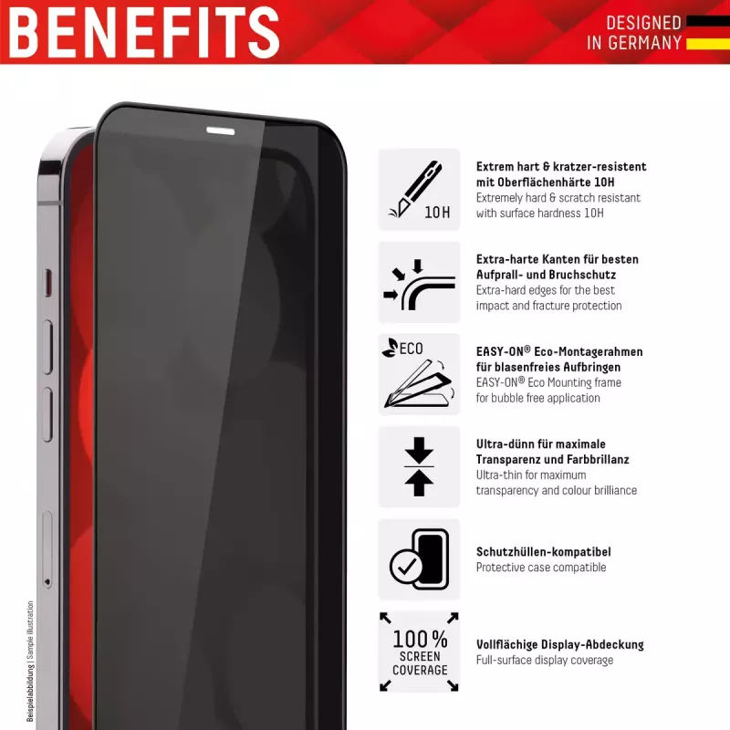 Displex Privacy volledige afdekking screenprotector Apple iPhone 14 Pro gehard glas