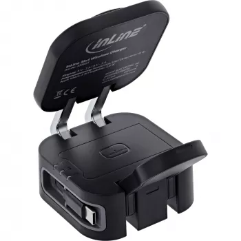 Draadloze oplader voor binnen InLine 33392T voor koptelefoons, headsets, smartphones en smartwatches – USB-voeding 9/12 V, zwart