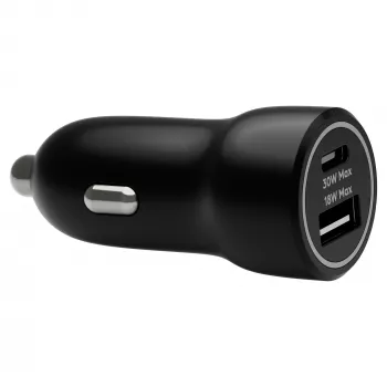 Auto-oplader d bramante re-charge — USB-C 30W + USB-A 18W, 12–24V, zwart