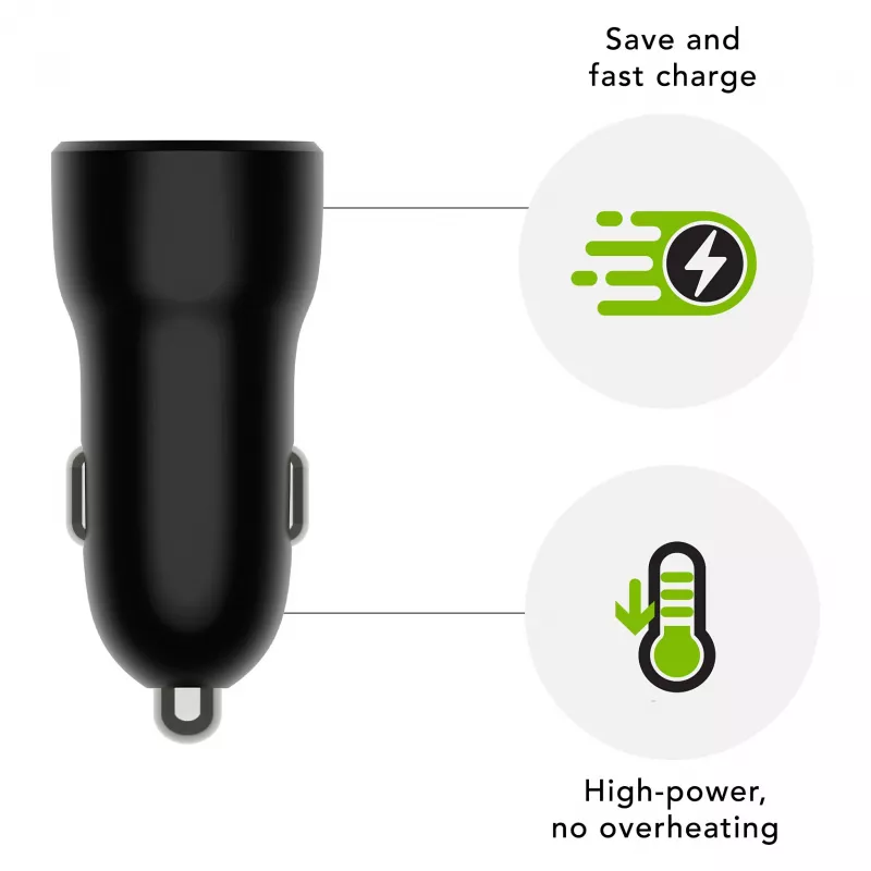 Auto-oplader d bramante re-charge — USB-C 30W + USB-A 18W, 12–24V, zwart