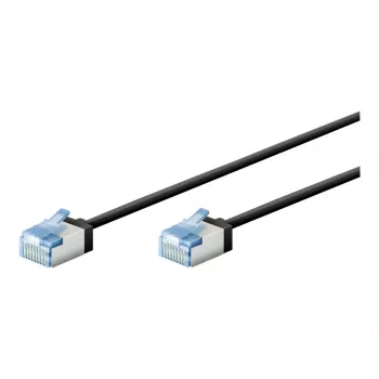 Goobay ultra-flexibele CAT 6A-patchkabel slim U/FTP zwart - extra korte stekker (74315)