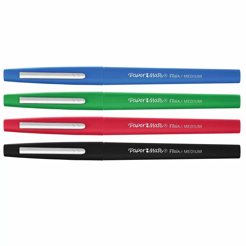 Viltstiften Papermate Flair Medium zwart blauw groen rood 4 stuks