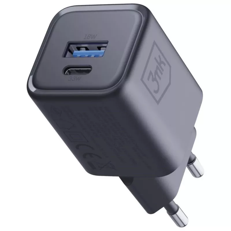 Oplader 3MK Hyper Charger PD 33W GaN QC4+ zwart — 33W PD-snellader met GaN-technologie