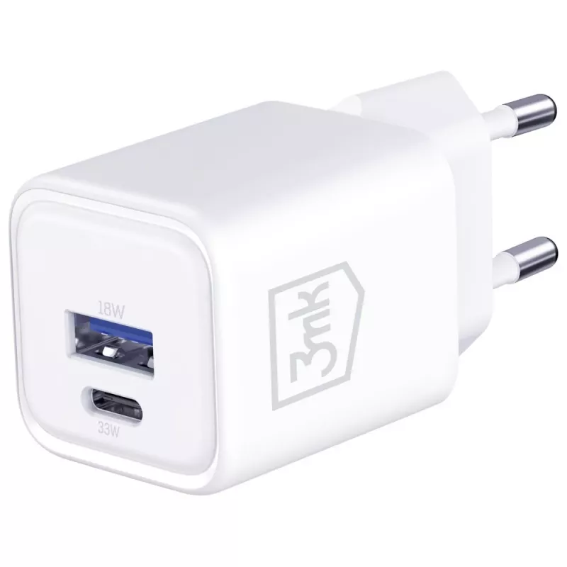 Wandoplader 3MK Hyper Charger PD 33W GaN QC4+ wit – USB-C PD 33W, GaN, Quick Charge 4+