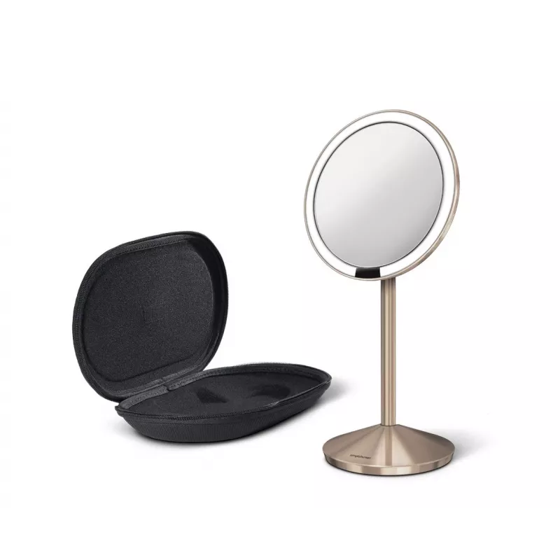 simplehuman opvouwbare spiegel met sensor, 12 cm, oplaadbaar, RVS roségoud