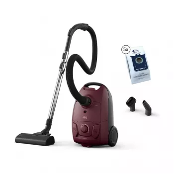 Trommelzuiger AEG AB51C1DR5B — droog 3 L stofzak, 750 W, hygiënefilter, rood