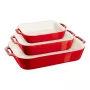 ZWILLING bakset keramiek rechthoekig 3 stuks, rood, max. 300°C